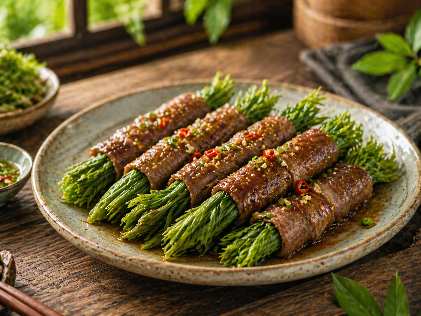 刺嫩芽牛肉卷适合城市家庭宴请